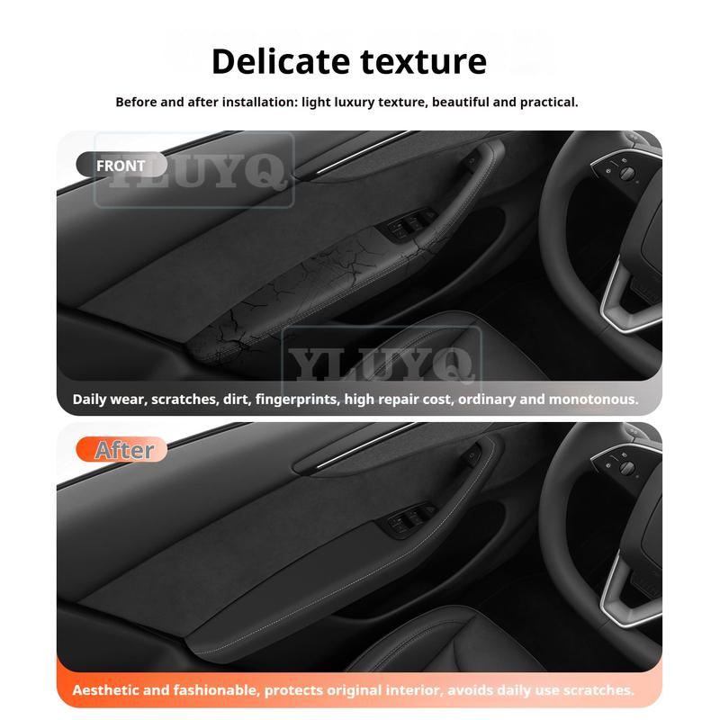 For TESLA Juniper Model Y Door Handle Protective Cover for Model 3 Highland 2025 2026 Leather Interior Modification Accessories