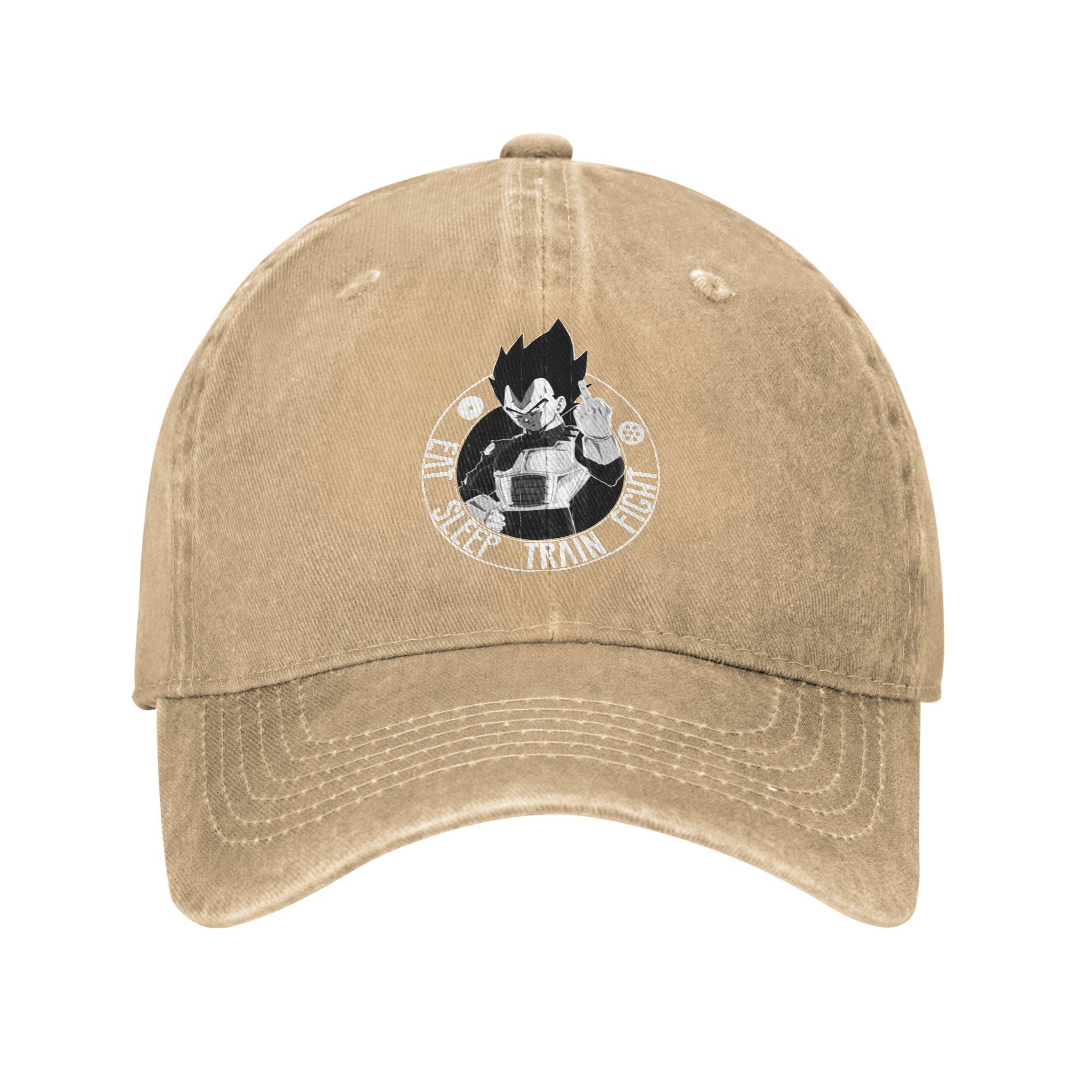 

Vegeta Eat Sleep Train Fight Baseball Caps Casual Distressed Washed Saiyan Dragon Ball Snapback Cap for Men Women Gift Caps Hat One Size хаки