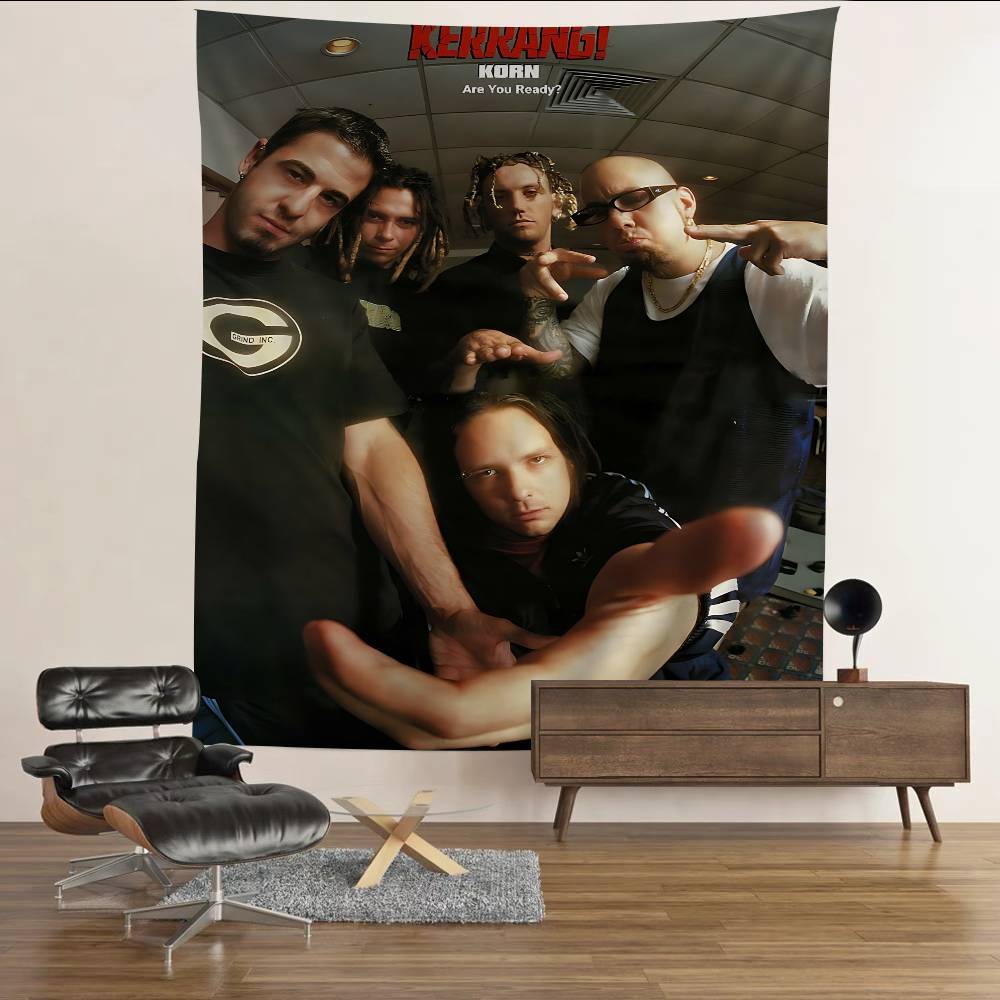 Rock Band K-Korn Anime Tapestry Hippie Flower Wall Carpets Dorm Decor Cheap Hippie Wall Hanging