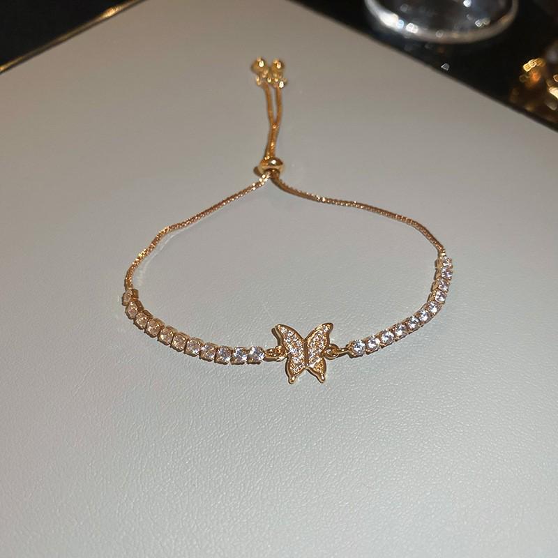 Pulsera coreana ajustable de flor de rombo de circón - Joyería elegante y versátil para mujer