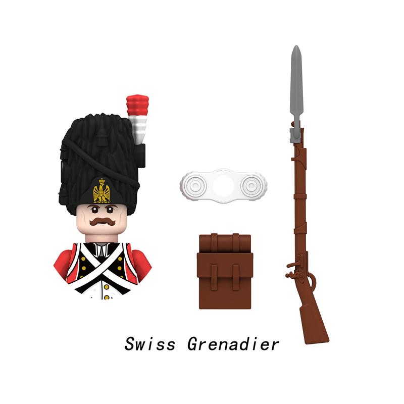 Napoleonic Wars Military Soldiers Building Blocks Sets WW2 MiniFigures French British Fusilier Rifles Bagpiper Weapons Kids Toys