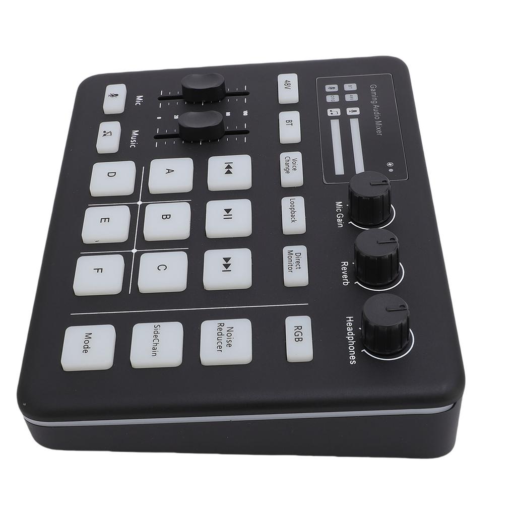 Gaming Sound Mixer Bluetooth 5.0 Type C Live Sound Card with RGB Light for Live Streaming Podcasting