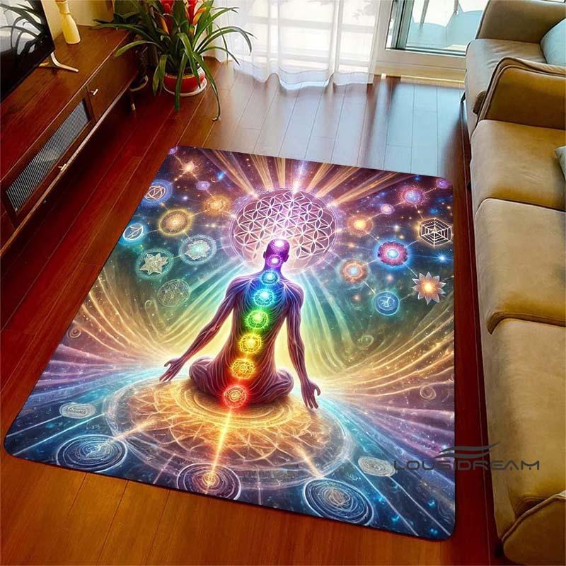 3D Rainbow 7 Chakra Rug, Bedroom Rug for Living Room, Home Sofa Decor, Kids Play Mat, Large Decor Rug, Yoga Meditation001
