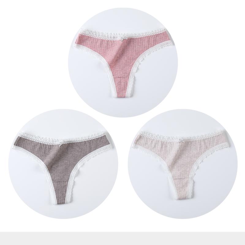 3 Pcs/Set Women Panties G-String Underwear Fashion Thong Sexy Cotton Panties Ladies G-string Soft Lingerie Solid Low Rise Panty