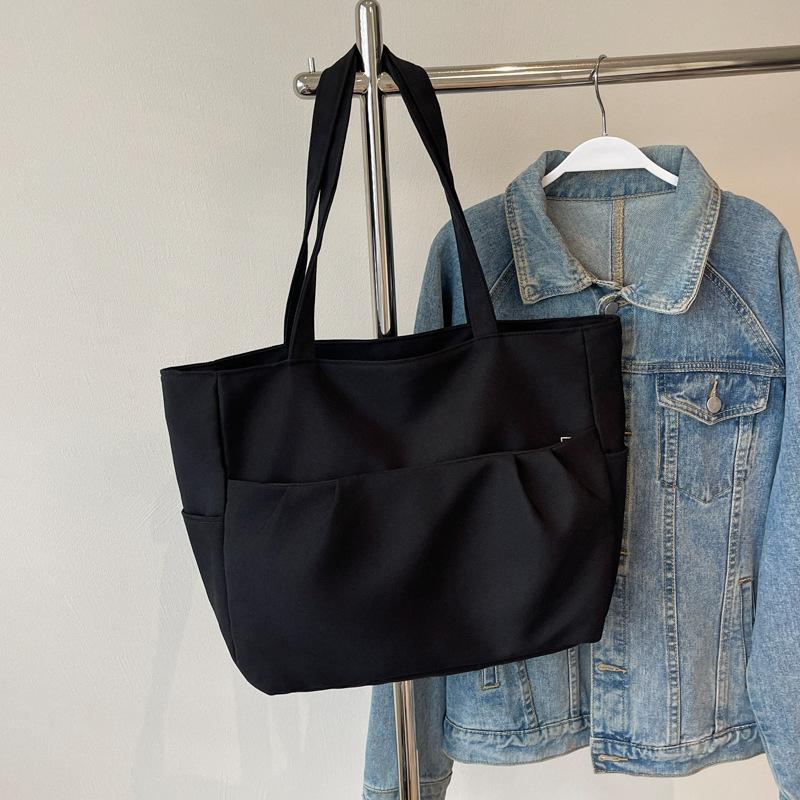 Bag Women's 2025 Spring and Summer Large Capacity Tote Bag Retro Simple Nylon Tote Bag Casual Folds Commuter Class