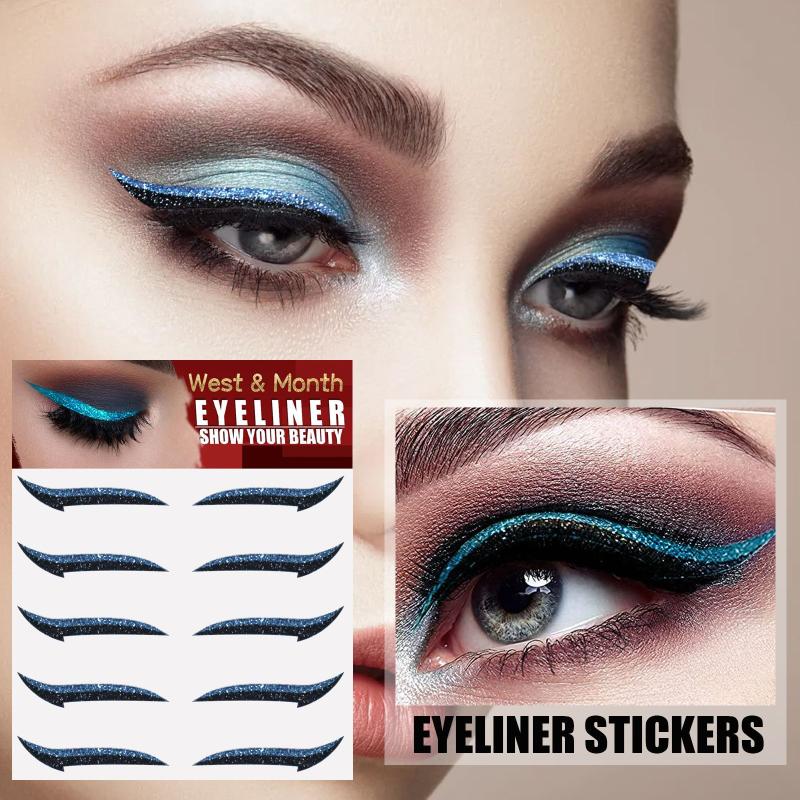 Reusable Glitter Eyeliner Stickers Set 6pcs Women False Eyelashes Festival Makeup for Party Clubs