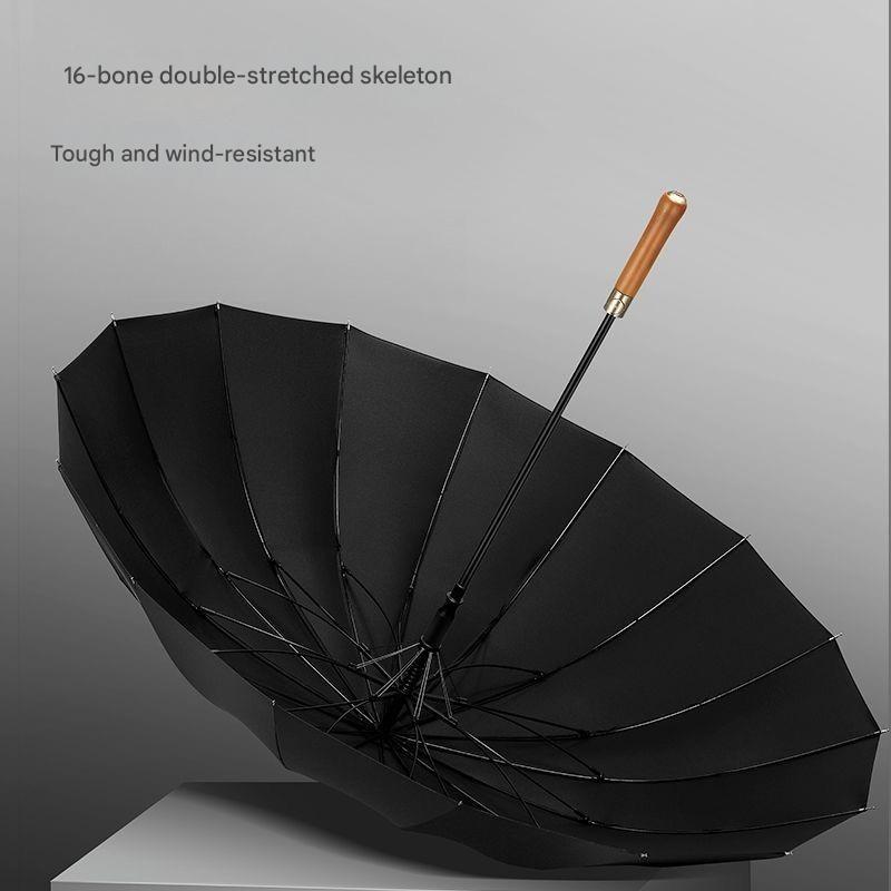 Light Luxury Long Wooden Handle Umbrella Enlarged Thickened Reinforcement Windproof Straight Handle Business Golf Umbrella