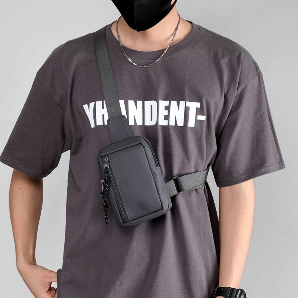 Solid Color Male Shoulder Bag Side Sling Man Phone Bag Fashion Men Chest Bag  Travel