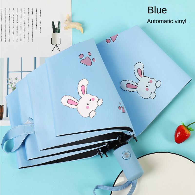 Cute Kids Umbrella Thick Black Glue Fully Automatic Umbrella Rabbit Sunshade for Girl Child Umbrella Student Umbrellas
