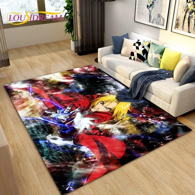 Anime Fullmetal Alchemist Area Rug Large,Carpet Rug for Living Room Bedroom Sofa Doormat Decoration,kids Play Non-slip Floor Mat