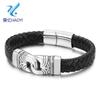 Punk Retro Style Stainless Steel Skull Leather Rope Bracelet Man's Fashion Charm Bracelet for Party or Gift
