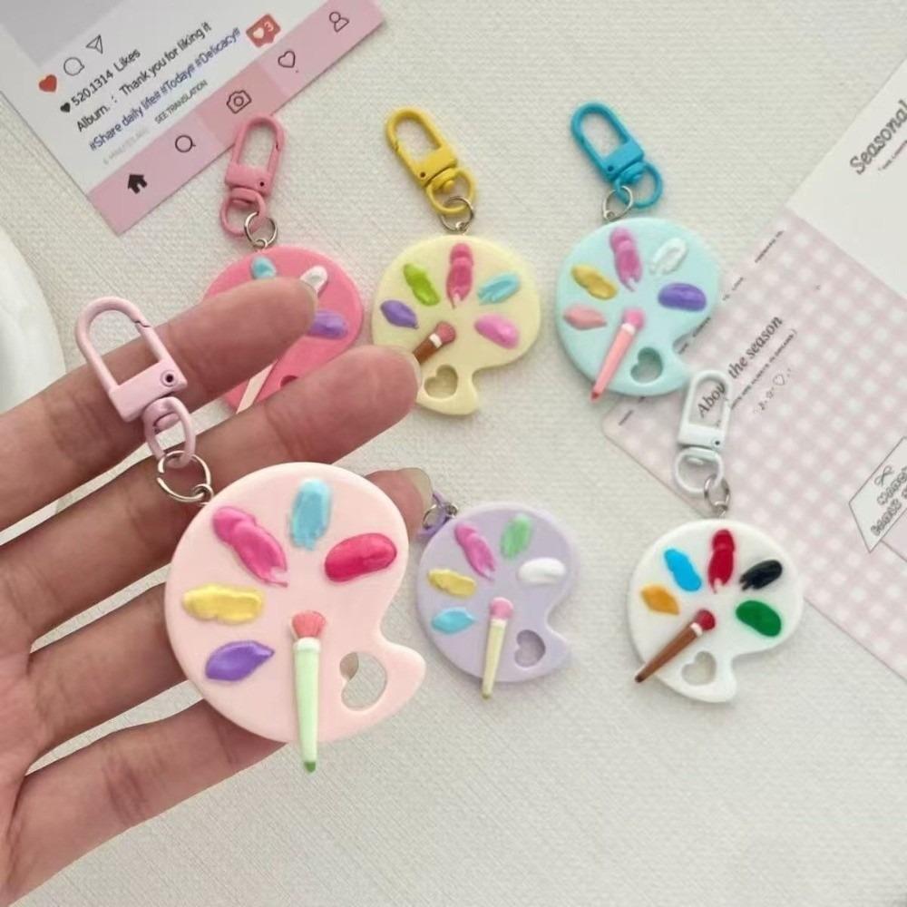 with Paintbrush Artist Palette Palette Paintbrush Keychain Resin Keychain Pendant  Bags Backpacks