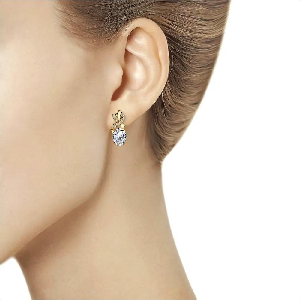 Copper Highend Zircon Earrings For Women Featuring Modern Geometric Shape
