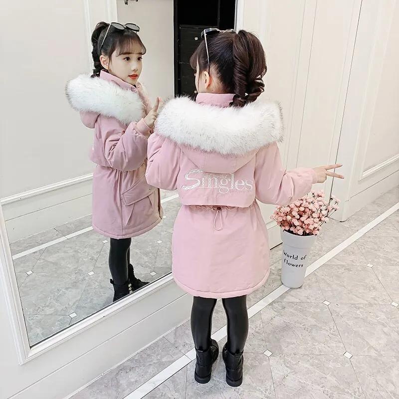 Jachetă căptușită din bumbac pentru fete, Jachetă căptușită în stil occidental, Jachetă căptușită cu puf de lungime medie pentru copii mijlocii și mari, Jachetă căptușită