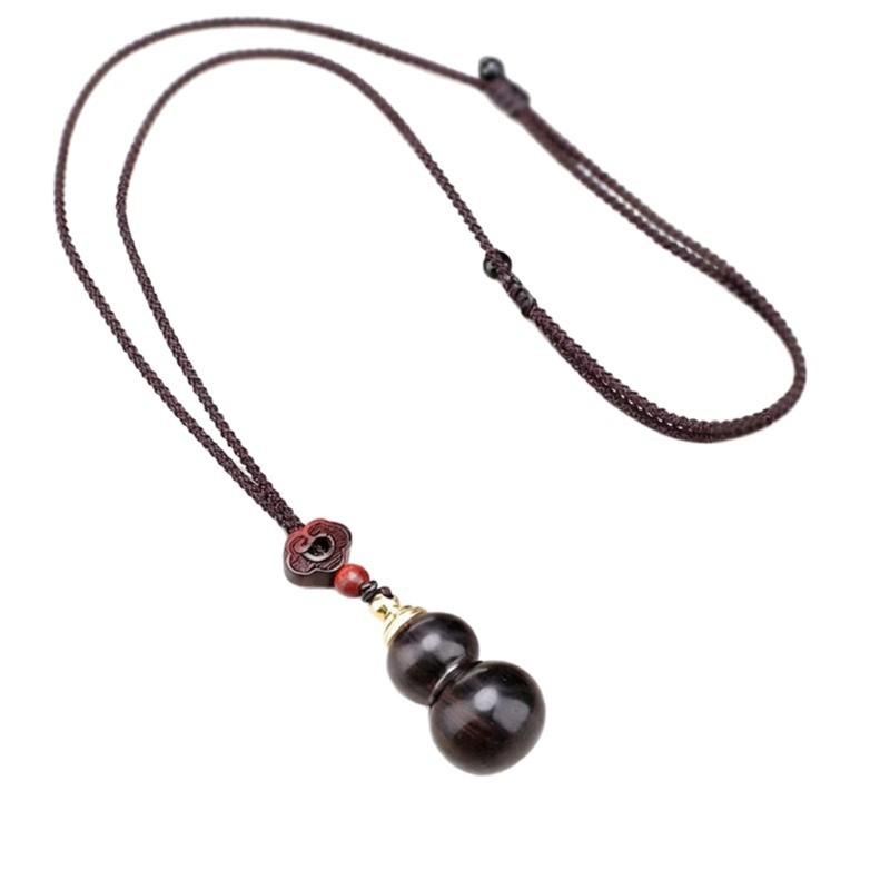Ethnic Hand Braided Cord Necklace Featuring Openable Wood and Zinc Alloy Pendant for Cultural Fashion Stress Relief