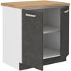 Low Cabinet with 2 Hinged Doors and Worktop - Matt Grey - L 80 X D 51.6 X H 82 Cm - LASSEN