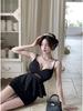 Chic V-Neck Camisole Dress - Slimming, Hip-Hugging, Belly Concealing, Short Skirt