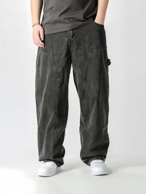 Men's 2025 Retro Hong Kong Style Multi-Pocket Straight Leg Workwear Jeans