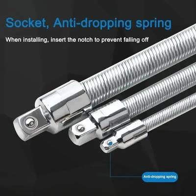 Wrench Sleeve Extension Rod Socket Wrenches, Drive Head Bendable 1/4 3/8 1/2 Drive Flexible Socket Extension Bar Ad