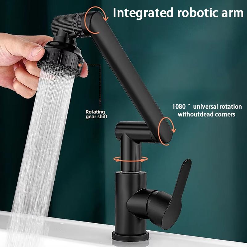 Universal Dual-Mode Rotating Faucet Mechanical Arm Wash Basin Kitchen Bathroom Hot And Cold Household Basin Wash Basin Wash Up