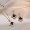 Elegante ethnische Ohrstecker in Rhombusform aus Gold und blauen Zirkonen - Modisch, Retro, Glatte Textur, Vielseitiges Geschenk für Mama