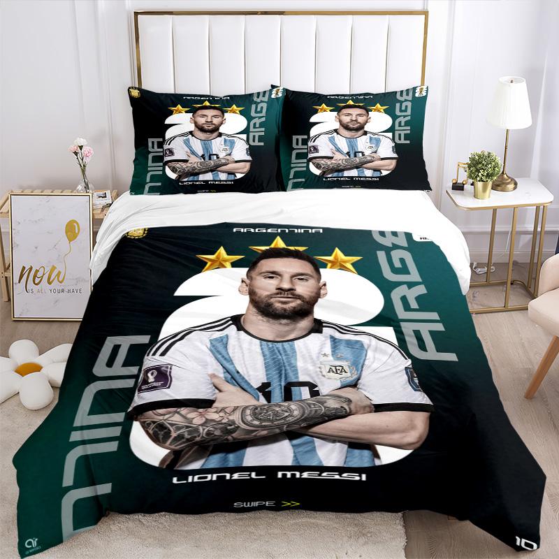 Messi Argentina Art Print 3Pcs Bedding Set,Duvet Cover with 2 Bedro,Pillowcase Home Birthday Gift