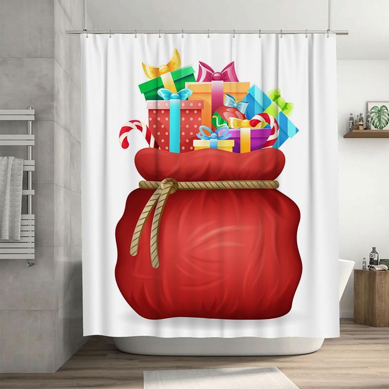 

TU Christmas Santa Claus Reindeer Elk Holiday Shower Curtain Festive Winter Forest Deer Bathroom Decor Set Waterproof Modern 90x180cm35x71in