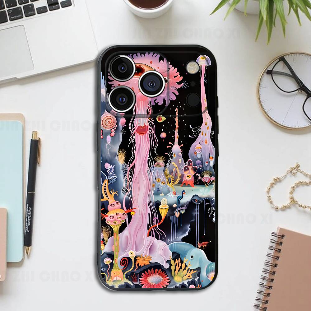 

Fantasy Abyssal Creatures Black Phone Case For IPhone 17 16 15 14 13 12 13 12 11 Pro Max Plus XS XR Silicone Soft Back Cover iPhone17pro
