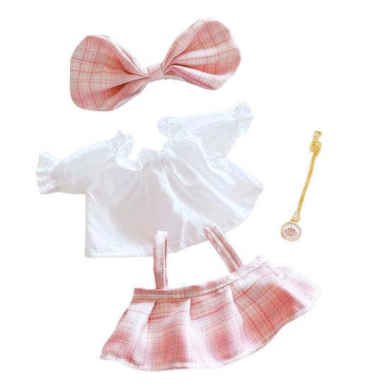 

Креативная портативная милая экологичная кукла, колледж, юбка на подтяжках, одежда для девочек, костюм в клетку A