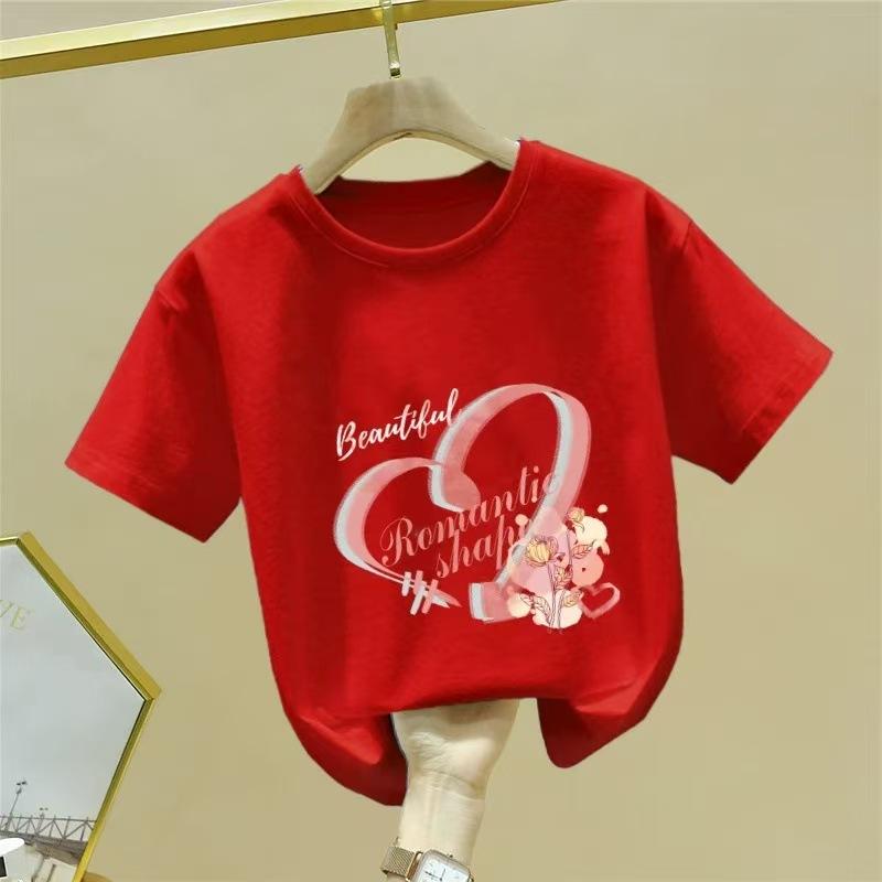 Girls Summer Cotton Short Sleeve T Shirt Trendy Fashion Top For Big Kids Children Casual Cool Half Sleeve Tee