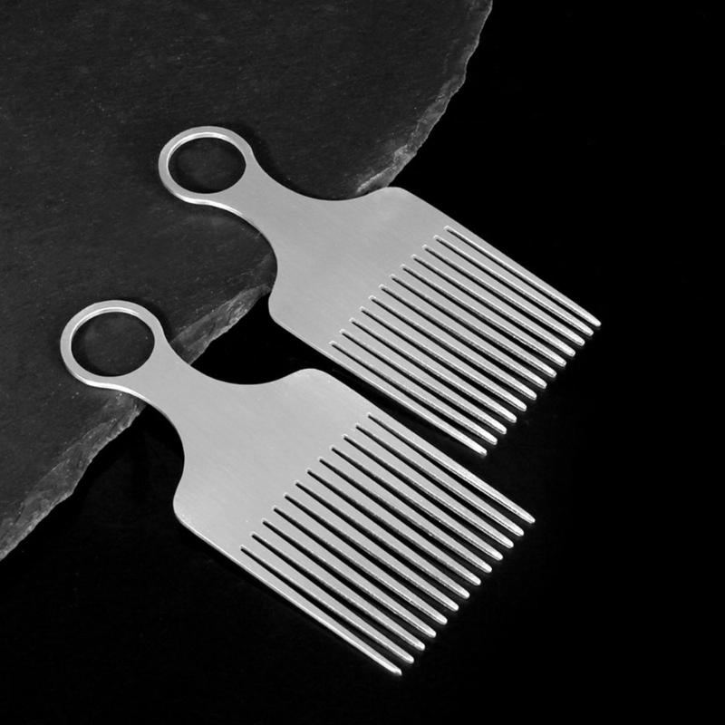Travel Aluminum Comb with Embedded Finger Rings Hangable Wide Spaced Teeth Easy Detangling Men Grooming Essential