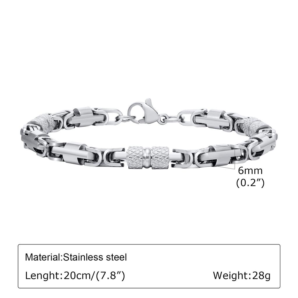 Punk Byzantine Bracelets for Men Boys,Stainless Steel Handmade Links Bracelet,Stylish Casual Jewelry Gifts