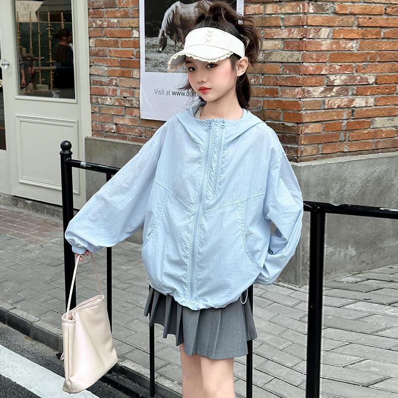 Girls Lightweight Uv Protection Sun Jacket Kids Summer Outdoor Outerwear