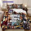 Vibrant Collage Grand Theft Auto V Characters Bedding (1 * Duvet Cover + 2 * Pillowcase, Without Core) 2D Flat Christmas Birthday Gift Bedding Set