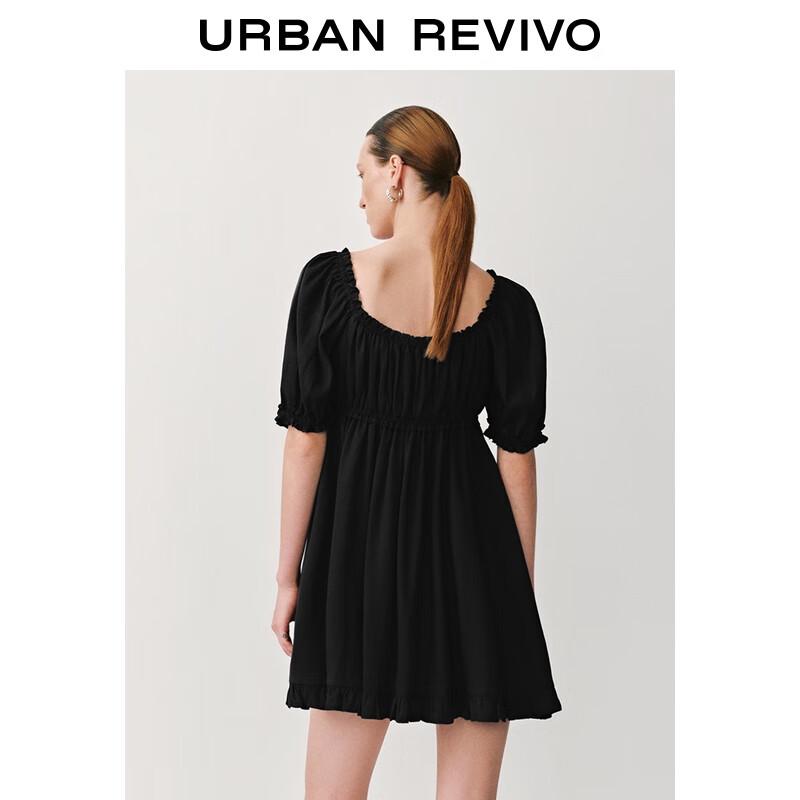 UR2025 Women's Pleated Tie Square Neck Dress