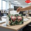 2D Flat, 1pc Tissue Box, Printed On Both Sides, Versatile Tissue Holder Featuring Pink Protea Floral Arrangement Sturdy Polyester Organizer for Holida