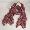 Artistic Retro Floral Pleated Scarf for Women in Spring and Autumn Sunscreen and Neck Protection Scarf