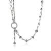 Fashion Gold Silver Match Plated Asymmetric Necklace for Women Stackable Stainless Steel Necklace with Zirconia