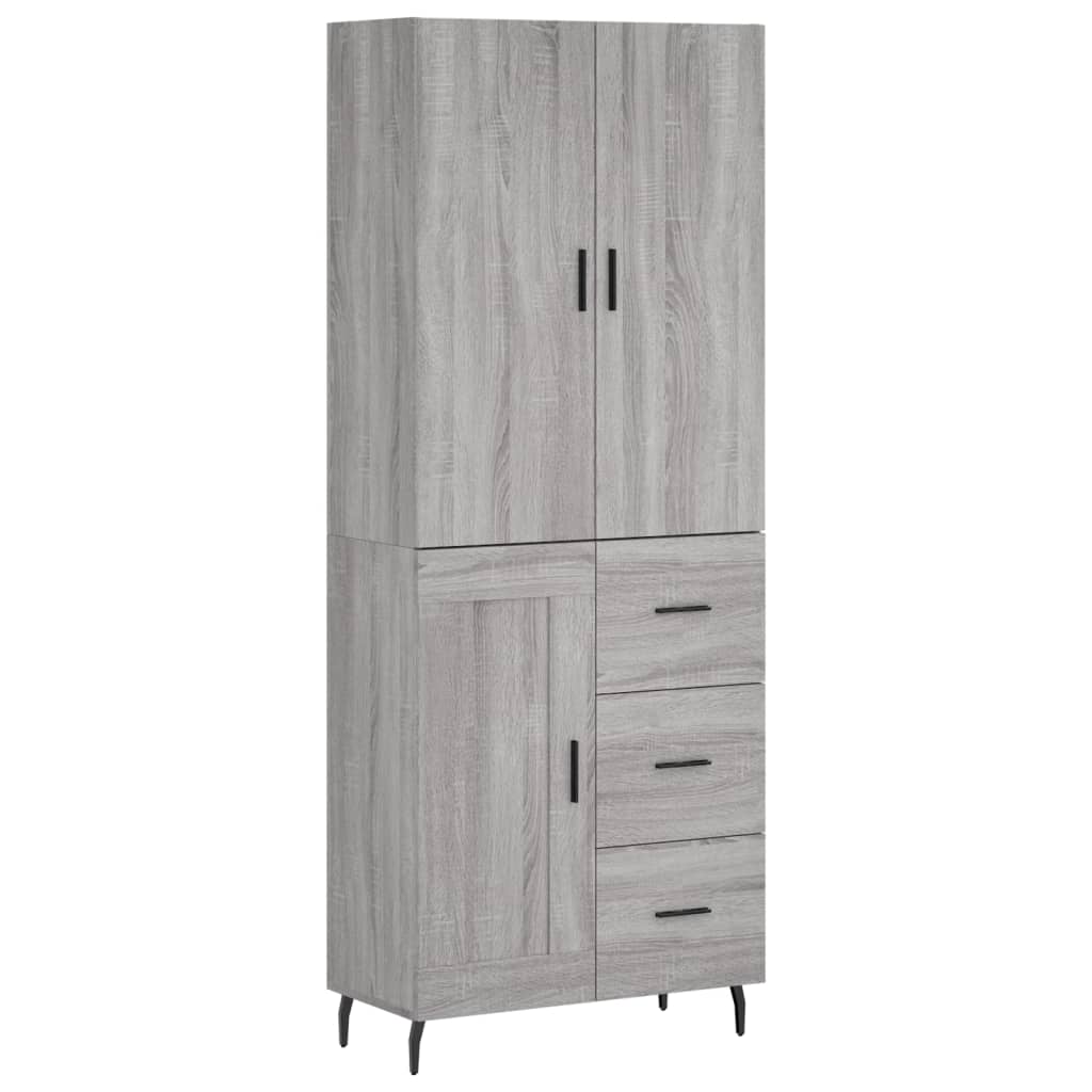 Highboard Gray Sonoma 69.5 X 34 X 180 Cm Particleboard