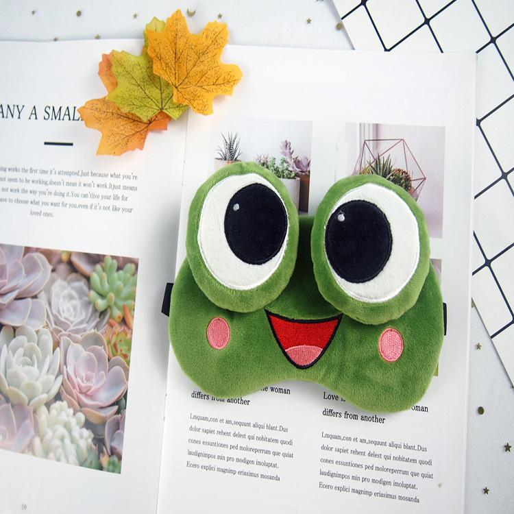 Sam Accessories Plush Frog Eye Mask - Breathable Light-Blocking Sleep Protection with Big Eyes Design.