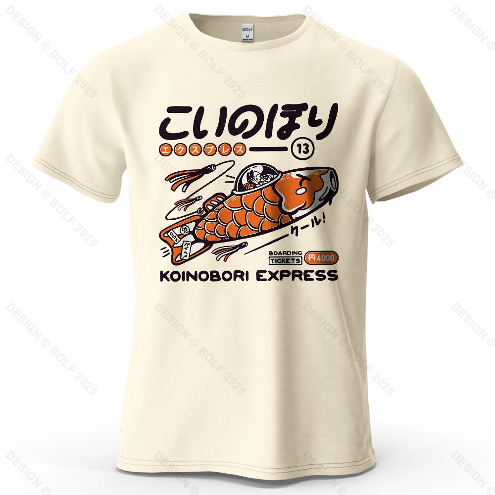 

Koinobori Express Printed Men s T-Shirt 100% Cotton Oversized Harajuku Graphic Tees for Women Tops Tees Casual Streetwear 4XL