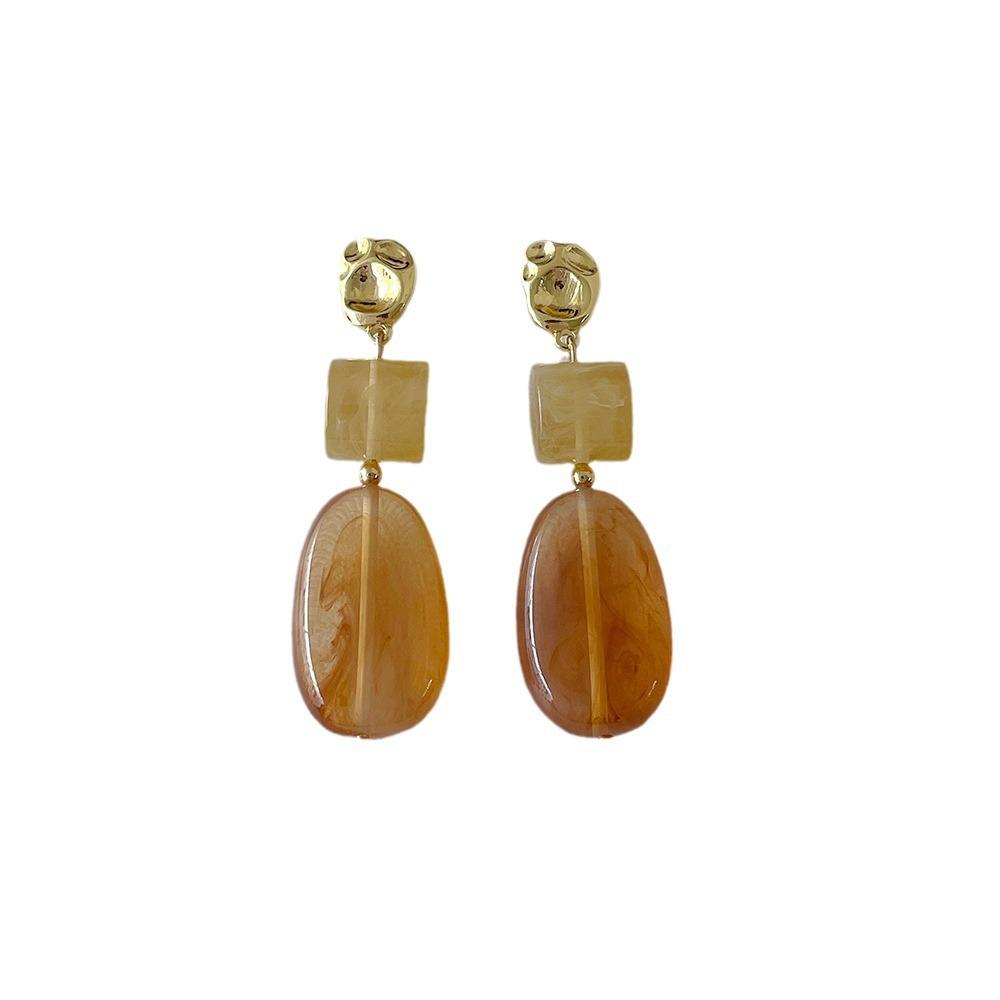 Chinese Style Irregular Resin Textured Earrings for Women Geometric Long Tassel Drop Earrings Charm Jewelry Gifts Wholesale