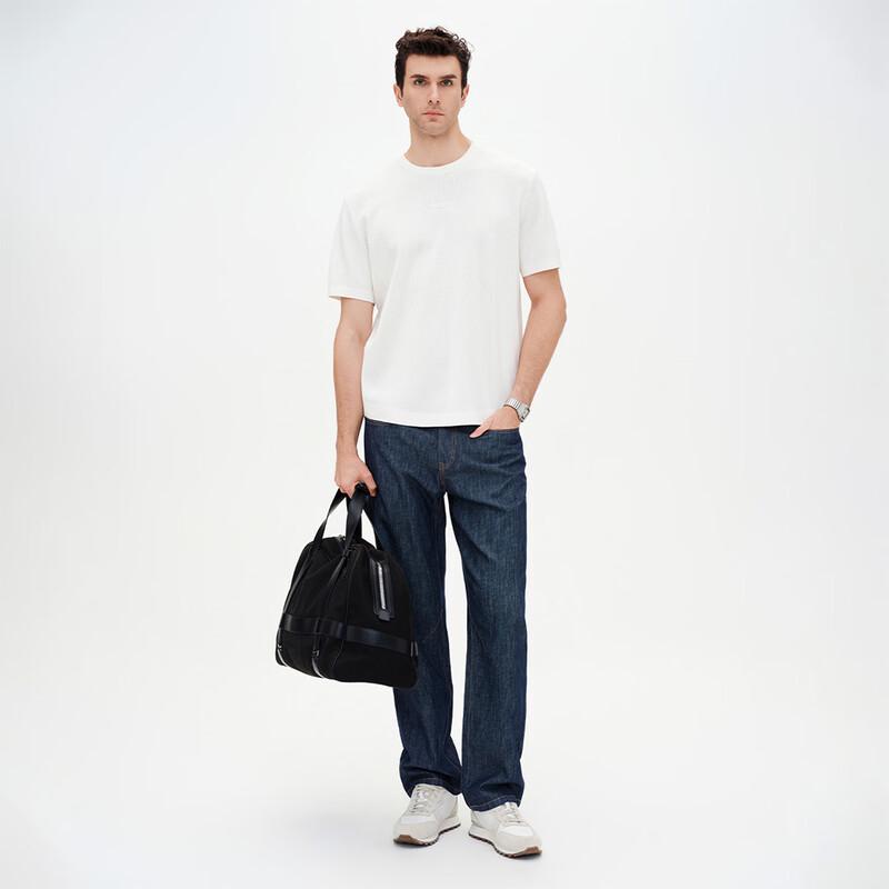 Giovanni Valentino Men's Dark Blue Antibacterial Loose Straight Jeans