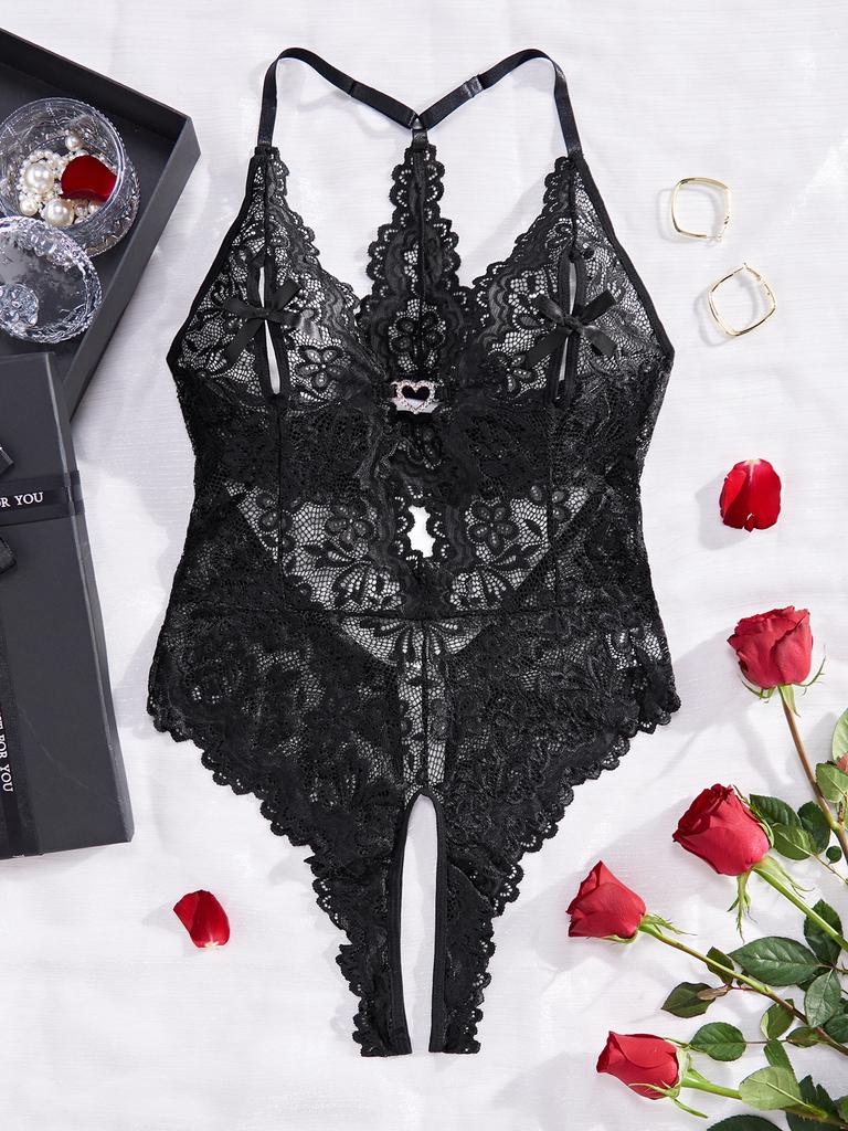Sexy Lace Underwear Suit Woman Crotchless Sexy Temptation Adult Erotic Clothing  Deep V One-piece Bodysuit Porno Corset Lingerie