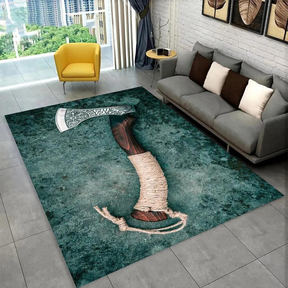 Nordic Viking Mythology Odin Valhalla Carpet Rug for Home Living Room Bedroom Sofa Doormat Decor,kid Area Rug Non-slip Floor Mat