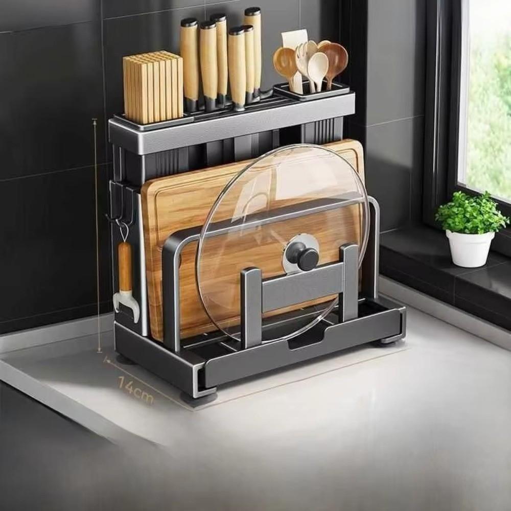 With Drainer Kitchen Storage Rack Wall Mount Chopstick Organization Countertop Organizer Cutting Board Holder Cooking Area