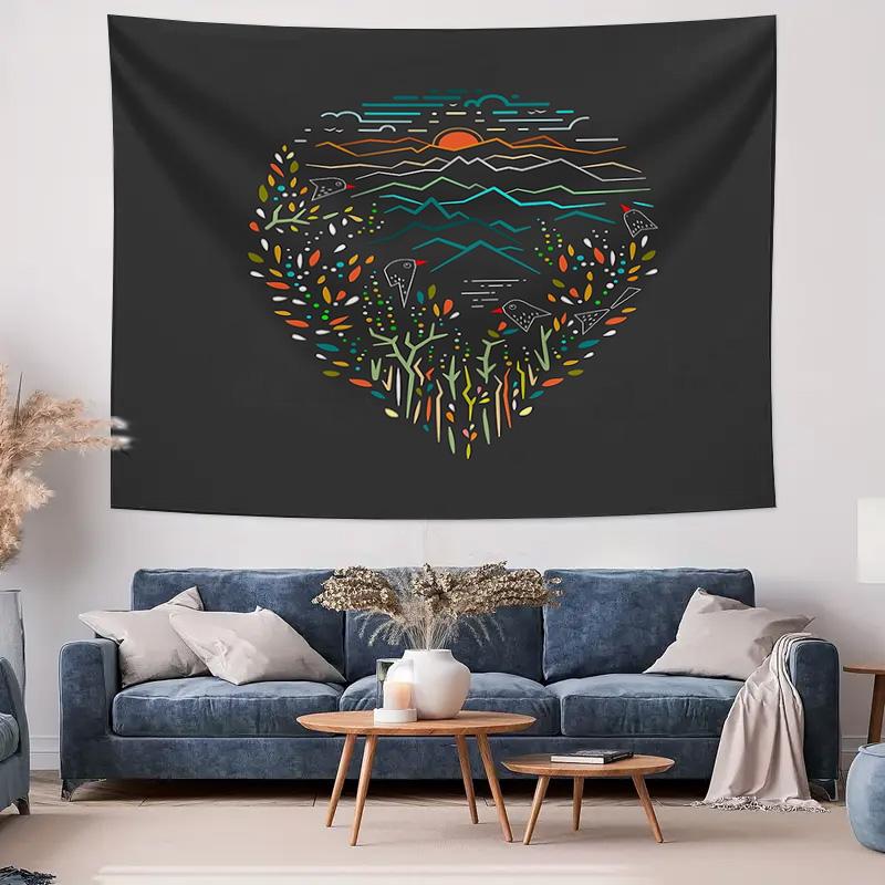 Boho Tapestry Nature Landscape Wall Hanging Forest Trees Mountain Scenic Home Decor Aesthetic Room Divider Dorm Wall Art