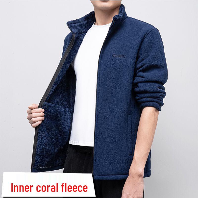 Men's Plus Size Fleece Jacket: Casual and Loose, Perfect for Autumn and Winter. Ideal for Middle-Aged and Elderly.