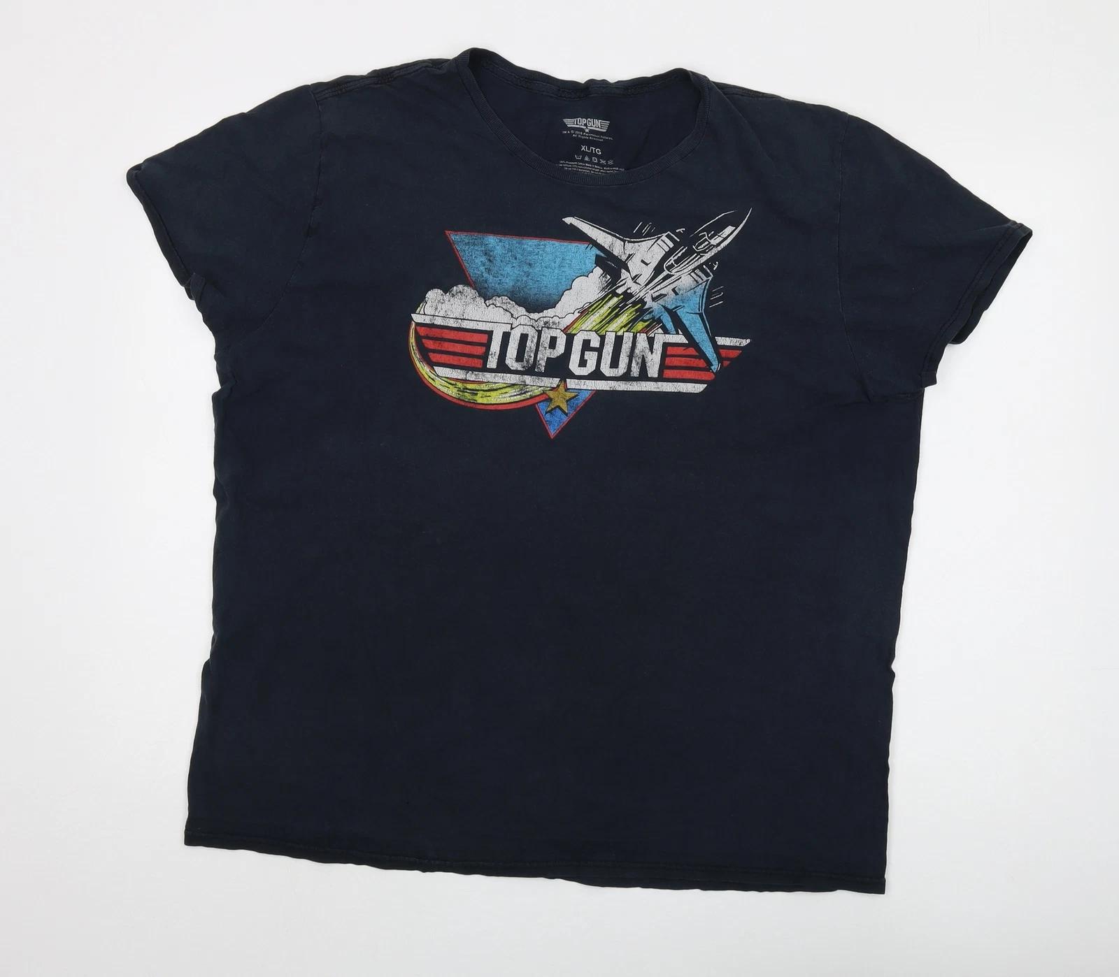 Top Gun Men s Black Graphic T-Shirt, XL, Movie Theme S