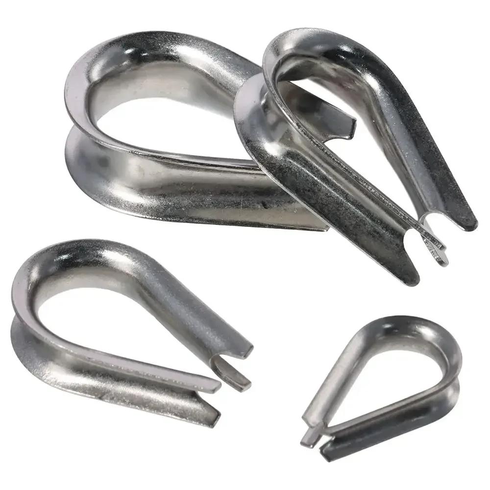 10pcs 1.5-12mm Wire Rope Thimbles Sliver 304 Stainless Steel Thimbles Ring Clamp U-Shaped Rope Thimble Rigging
